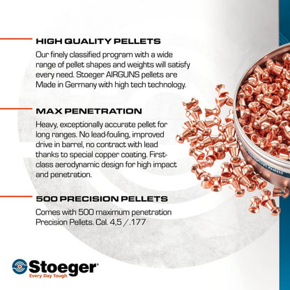 Stoeger X-Power Maximum Penetration Copper Coated Lead Dome Point Pellets, .177 Caliber, 500 Pack