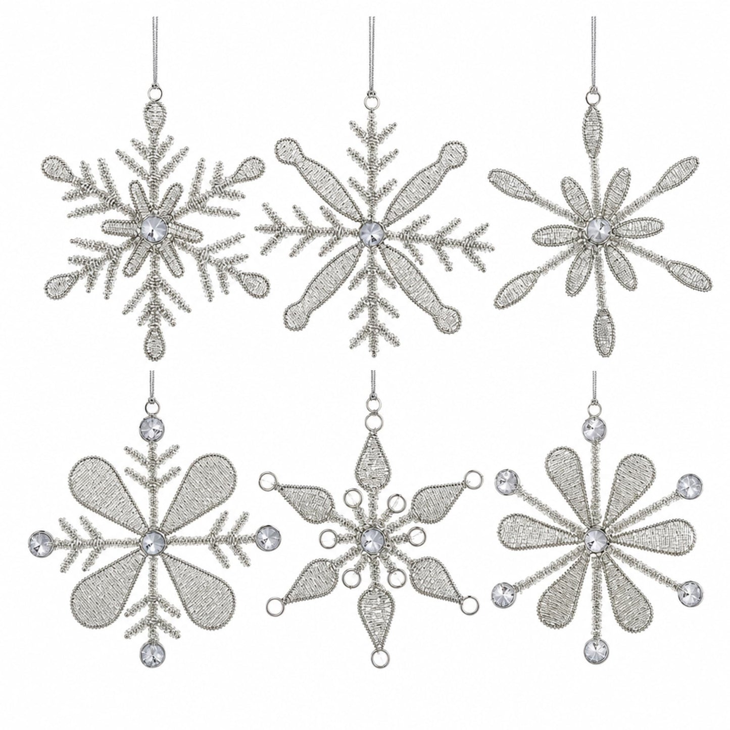 Handmade Snowflake Iron & Glass Pendant Christmas Tree Ornaments Set | ShalinIndia Elegant Hanging Decor for Home and Party Decoration | Ideal 6 Inches Christmas Decorations for Tree (E)