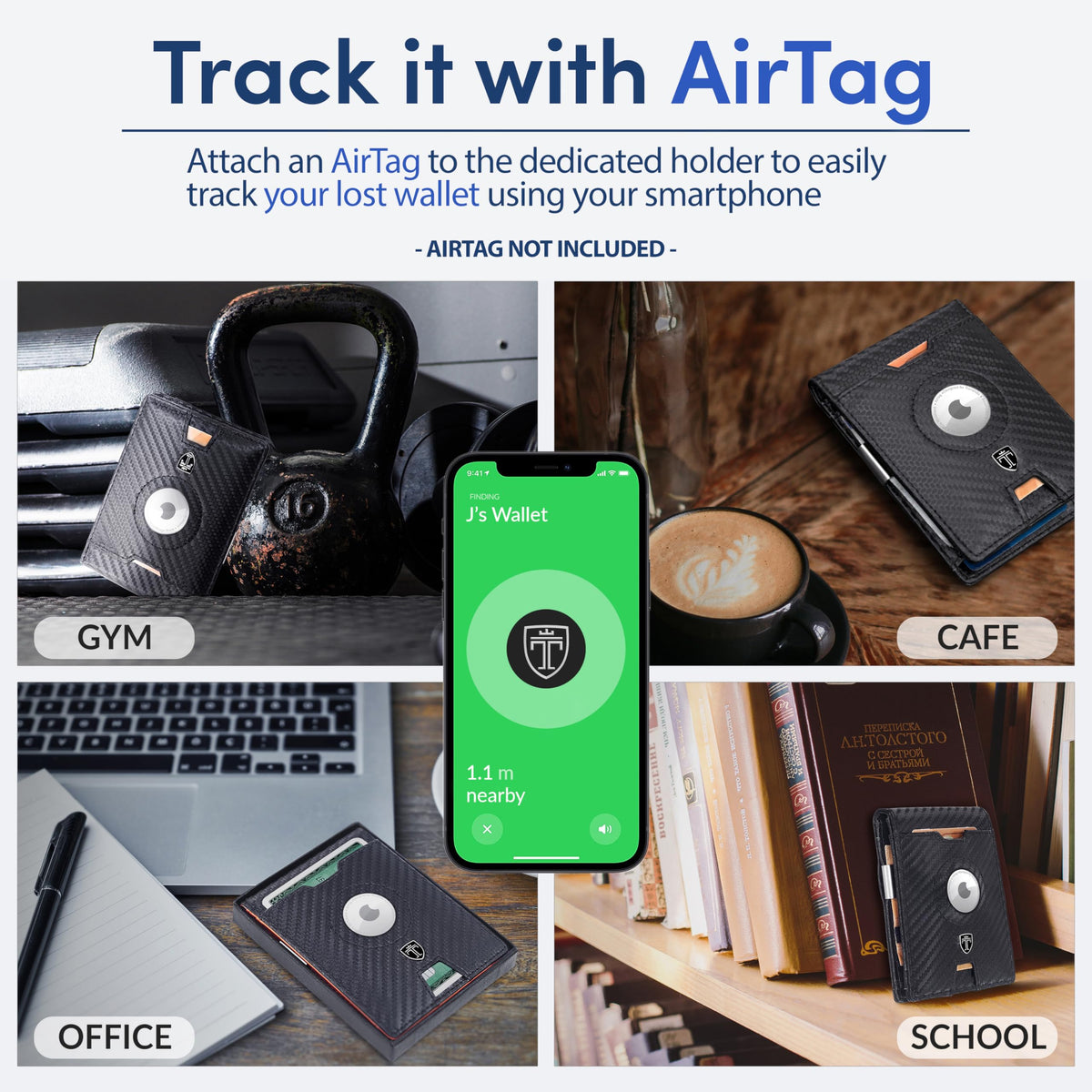 TRAVANDO AirTag* Wallet Mens Wallet with Money Clip Air Tag Wallet Card Holder RFID Blocking Bifold Gifts for Men