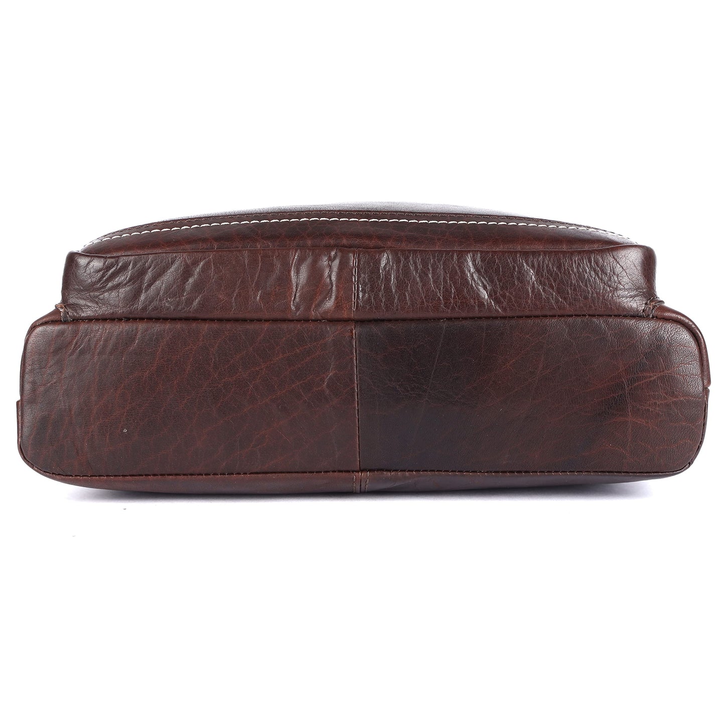 LEDERBUCK Olga Women's Extra-Large Genuine Leather Crossbody Purse – Soft Triple-Zip Shoulder Bag (Brown)