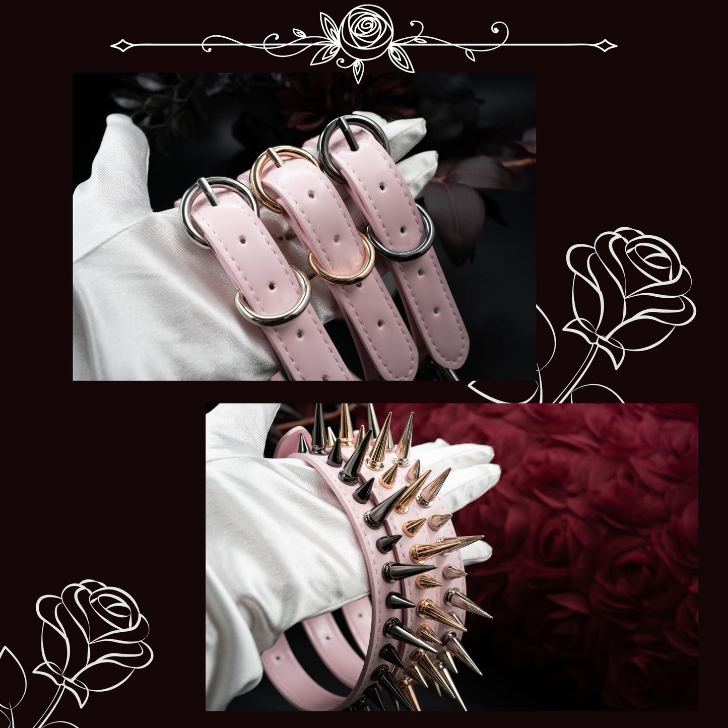 ADEMISHIA Punk Gothic Spiked Choker Necklace for Women, Adjustable Black Leather Collar for Women, Edgy Rock Jewelry for Halloween, Concerts