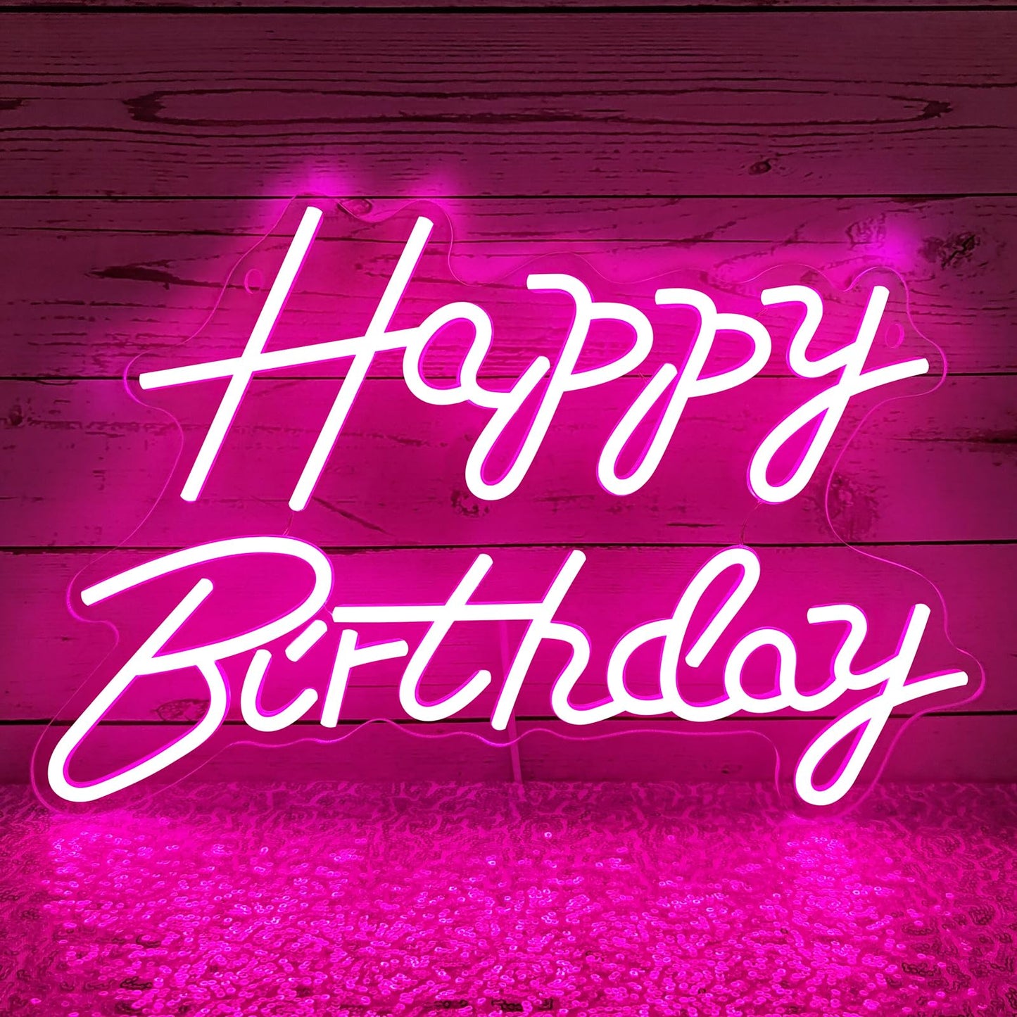 Happy Birthday Neon Signs for Party Decor Dimmable LED Neon Light for Wall Decor Light Up Happy Led Signs for Backdrop Birthday for Any Ages Bday Celebration, Pink