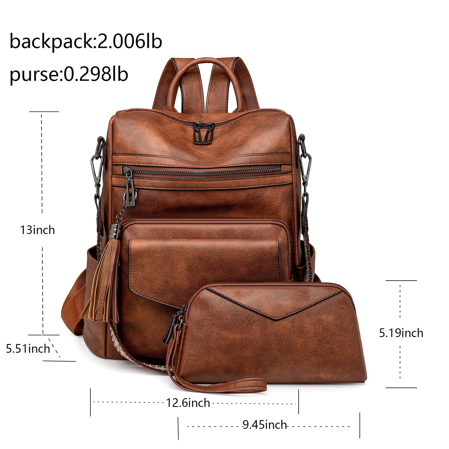 HGWSSY Womens Fashion Backpack Purse for Women Leather Multipurpose PU Ladies Shoulder Bag Travel bag Satchel Handbags (brown)