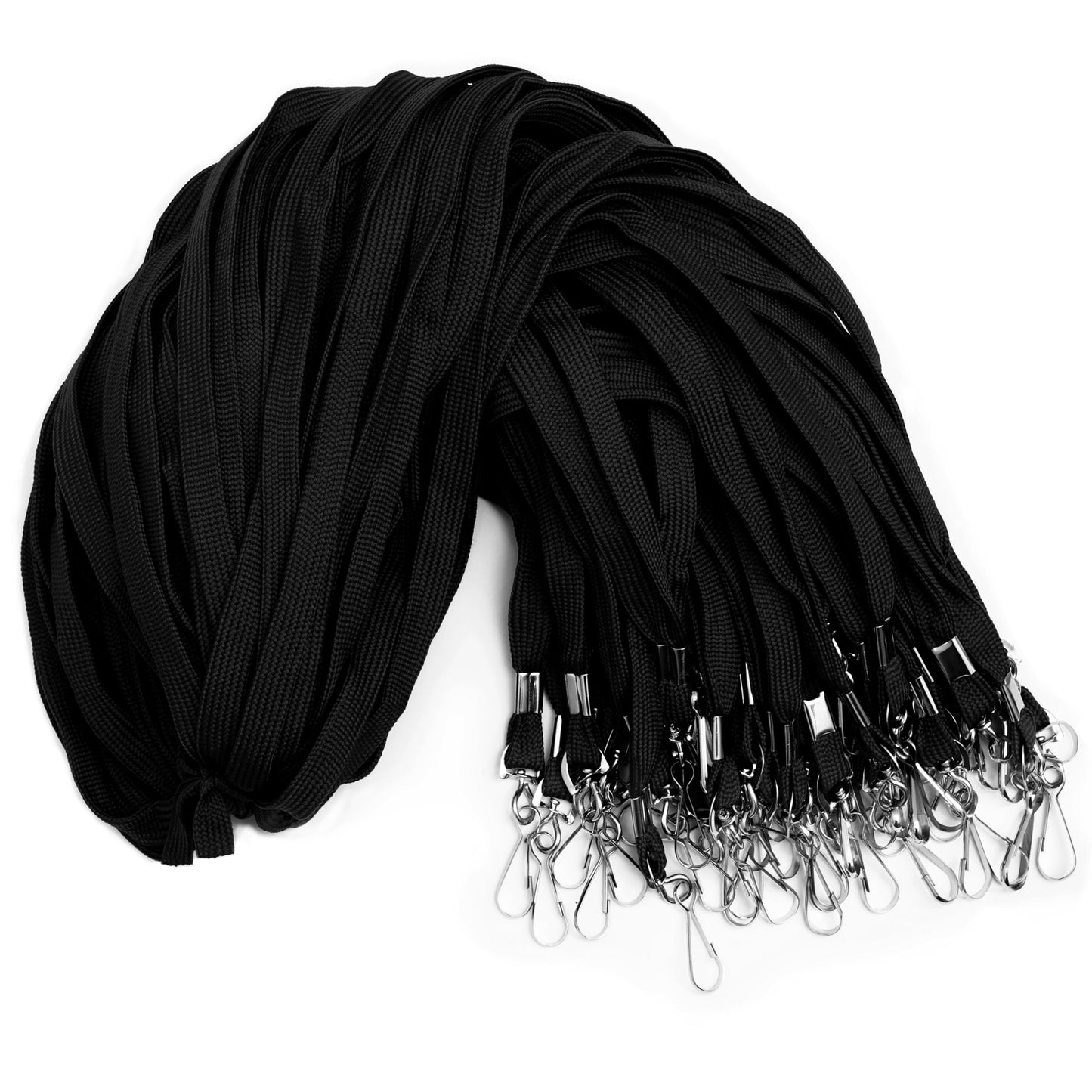 Corpafly 100-Pack Black Lanyards for ID Badges with Swivel J-Hooks - Versatile Neck Lanyard for Keys, Card Holders, Whistles, and More - Ideal for Offices, Teachers, Kids, and Cruise Ship Cards