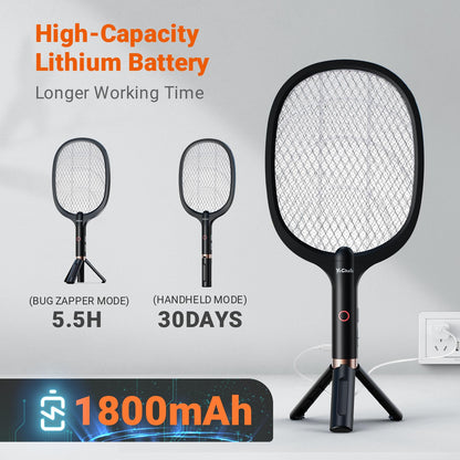YsChois Electric Fly Swatter Racket, Rechargeable Fly Zapper - 4000 Volt, Exclusive 2-in-1 Bug Zapper Racket - USB Charging, 1800mAh Li-Battery, Indoor & Outdoor Use, Black, 2 Packs