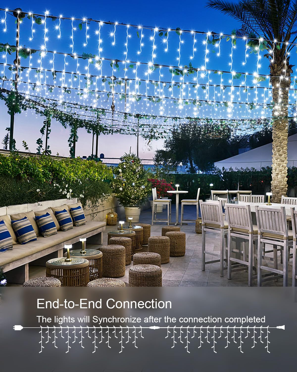 Christmas Lights Outdoor, 53 FT 486 LED Christmas Light for Outside, Timer & Memory, Plug in 8 Modes Hanging Fairy Light with 108 Drops for House Eaves Yard Patio Holidays Decorations, Cool White
