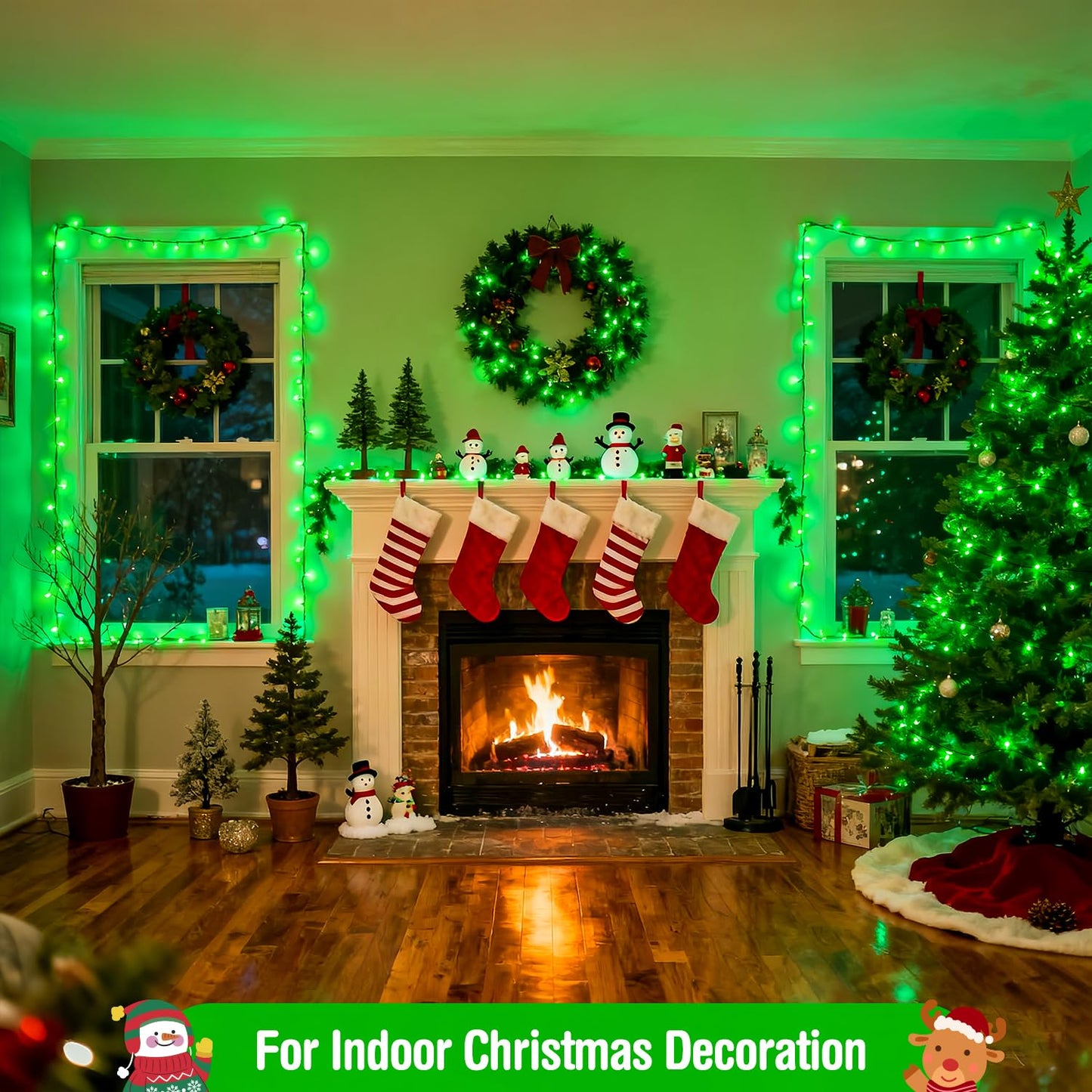 JMEXSUSS 400 LED Green Christmas Lights Outdoor, 132ft Green String Lights Plug in with Remote, Indoor Christmas String Light for Porch Tree House Yard Decorations