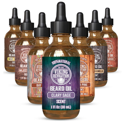Viking Revolution Sandalwood Beard Oil for Men - Natural Mens Beard Oil with Argan Oil and Jojoba Oil - Beard Softener, Strengthens and Moisturizes - Beard Conditioner for Men (Sandalwood, 1 Pack)