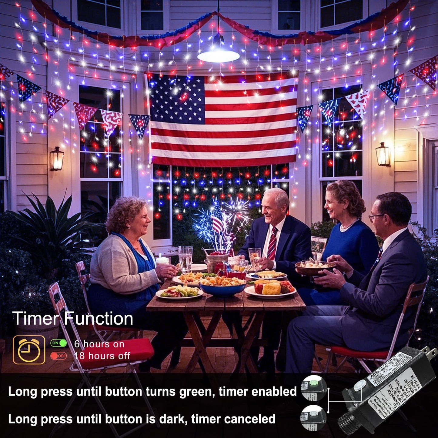 Red White and Blue Icicle Lights for Outside – 66ft 640LED Outdoor Waterproof Christmas Lights, 4th of July Decorations Independence Day Patriotic Lights with 120 Drops for House Roof Window Fence