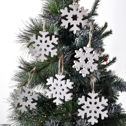 12Pcs Wooden Snowflake Ornaments for Christmas Tree, Rustic Snowflake Decorations with Jute Rope, Unfinished Wood Snowflakes Cutouts for Holiday DIY Crafts, Farmhouse Xmas Decor (12pcs)