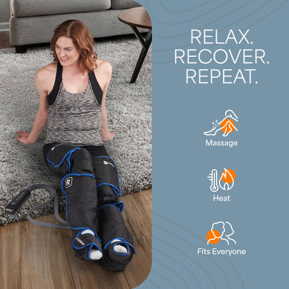 LifePro Leg Massager for Circulation and Pain Relief -Certified Leg Compression Massage Boots with Heat, Foot and Calf Massage, Recovery Machine with 5 Modes and 2 Extension Wraps