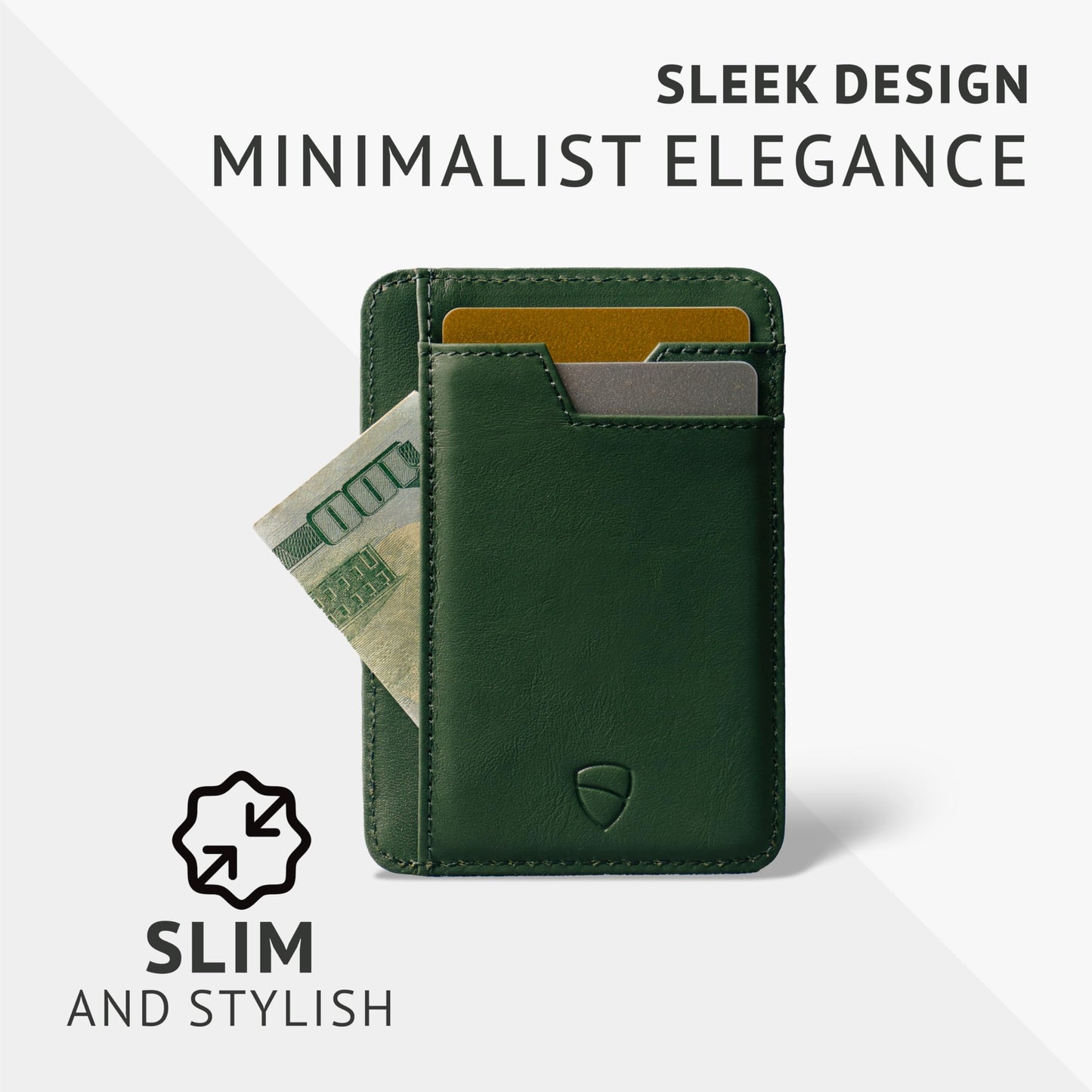 Vaultskin BRIXTON Slim RFID Wallet for Men - Leather Front Pocket Minimalist Card Holder Wallet with ID Window & Gift Box (Hunter Green)
