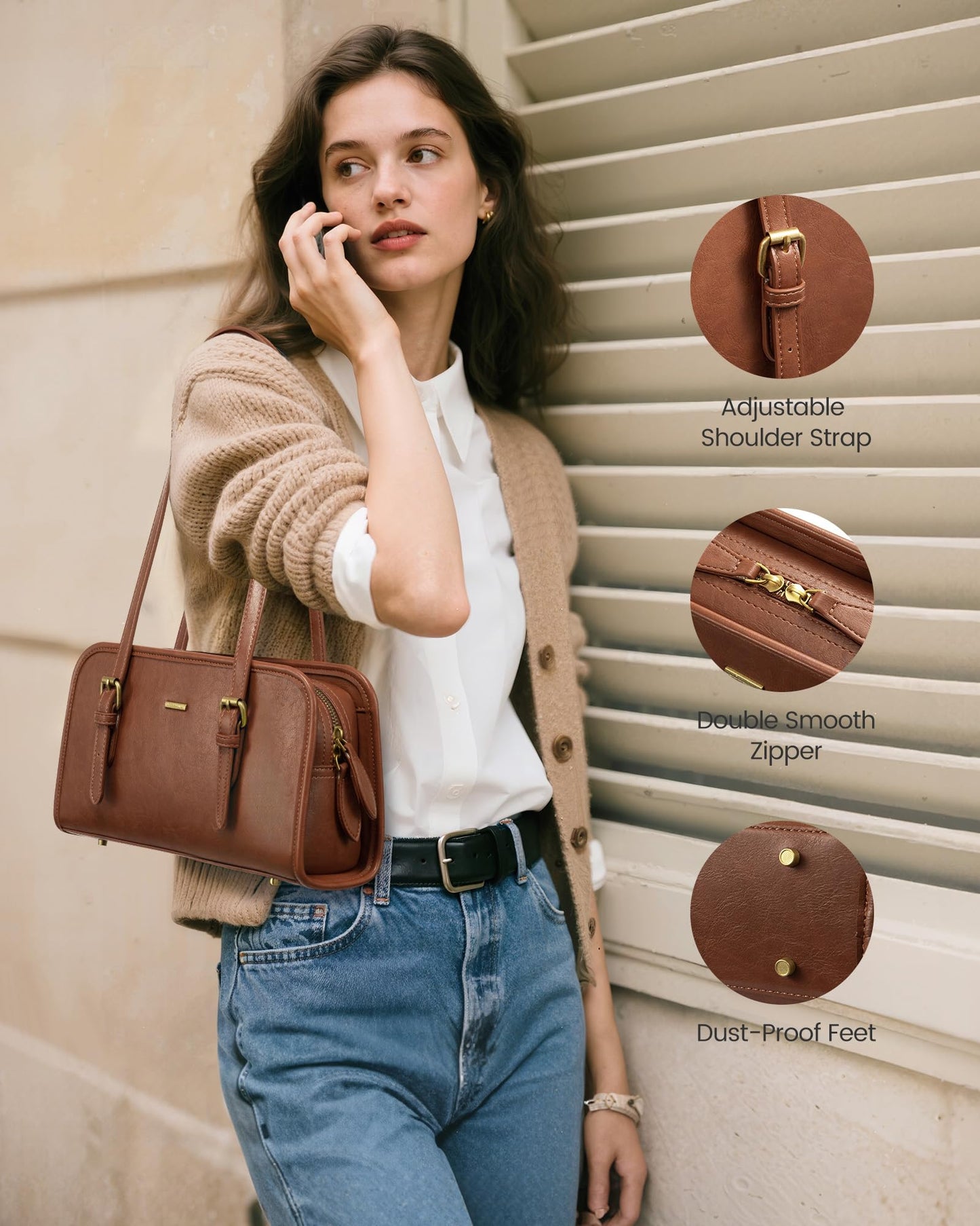 LOVEVOOK Swing Zip Shoulder Bag, Small Purses for Women Trendy Handbags, Mini Vintage Hobo Clutch Leather Tote
