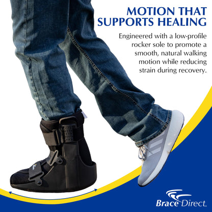 Brace Direct CAM Walker Fracture Boot Short - Lightweight Walking Boot for Foot & Ankle Injuries, Sprains & Stress Fractures - Doctor-Recommended (Men’s 4.5–7 / Women’s 6.5–8)