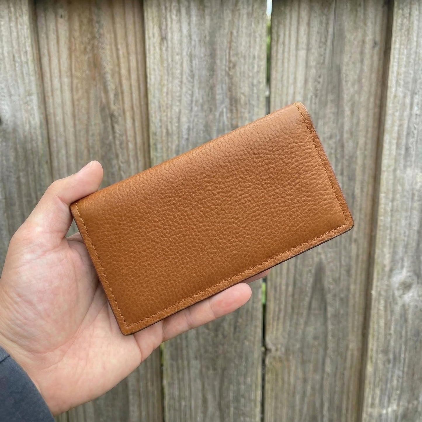 Yoder Leather Company Genuine Bison Leather Checkbook Cover for Men & Women (Brown)