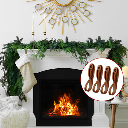 Relaxweex 24 Pcs Garland Hanger for Mantle No Drill Garland Hangers Hooks Wreath Ties Fireplace Stocking Holder Stretchable Silicone Adhesive Straps for Door Frame Stairways (Brown)