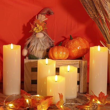 Outdoor Flameless Candles with Remote Timer - Waterproof Realistic Flickering LED Pillar Electric Battery Operated Fake Candle for Holiday Home Wedding Fireplace Decor - Ivory 3 Pack (D3”H4”6”8”)