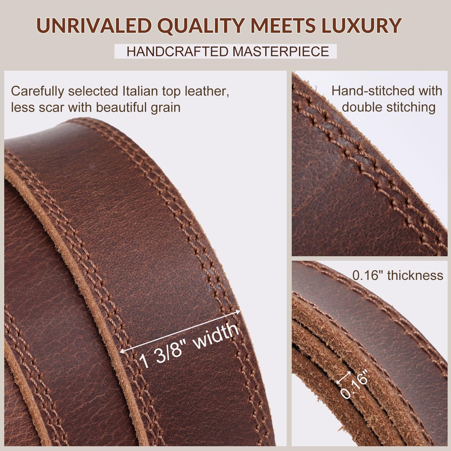 OZNDAS Mens Leather Belt, Ratchet Belts for Men Full Grain Leather Handmade, 100% Italian Top genuine Leather Dress Belts
