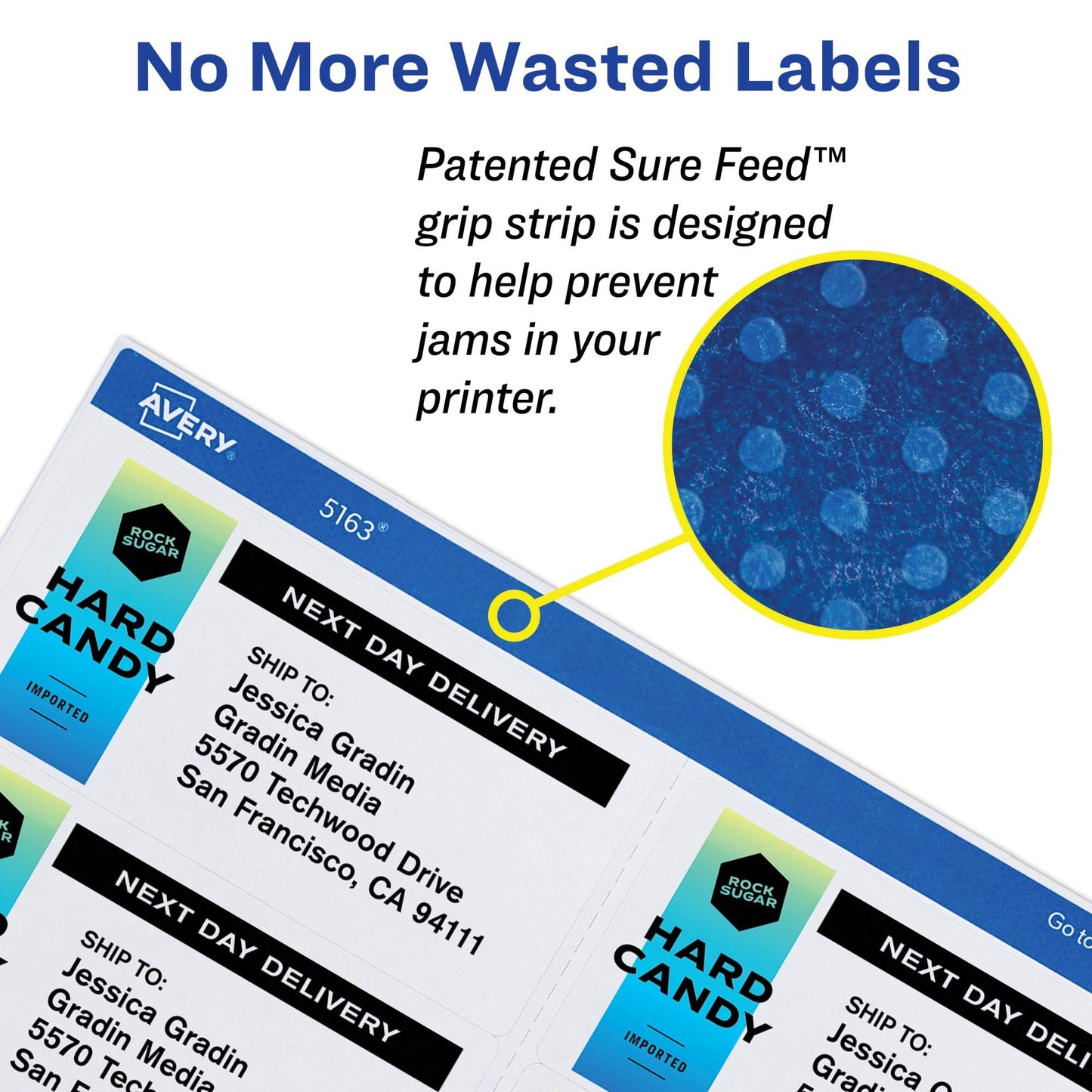 Avery Printable Shipping Labels with Sure Feed, 3-1/3" x 4", White, 600 Blank Mailing Labels for Laser Printers (5164)