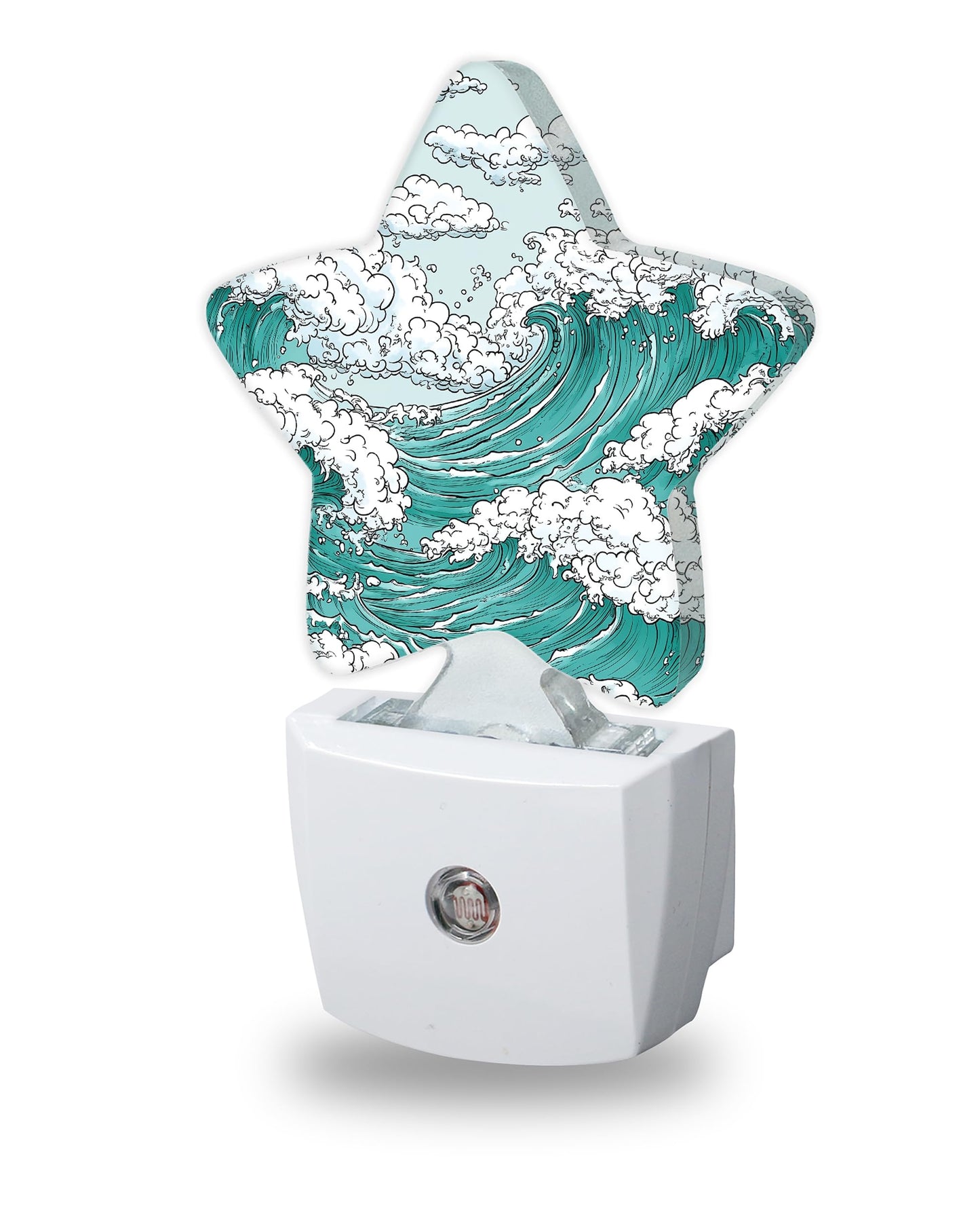 Japanese Wave Art Decorative Nightlight Plug in Wall,Classic Ocean Star Shaped Night Light with Built in Sensor for Home Decor,Kitchen Hallway Stairs Desk Lamp