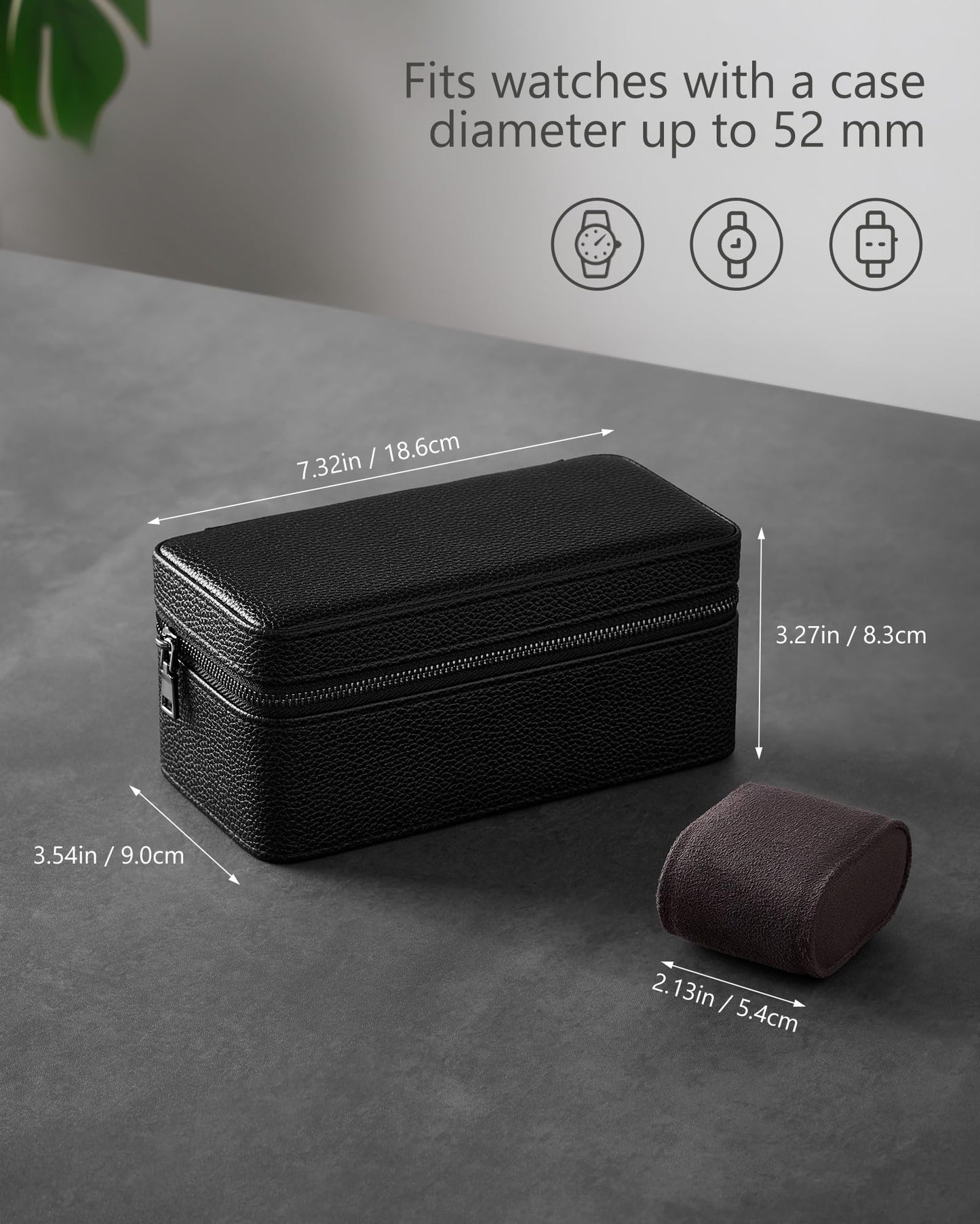 ProCase Black 12 Slot Watch Box and Black 3-Slot Watch Travel Case Bundle, 2-Tier Pull-Out Drawer Organizer, Clear Top Display Lid, Jewelry and Sunglasses Storage, Portable PU Leather Watch Holder