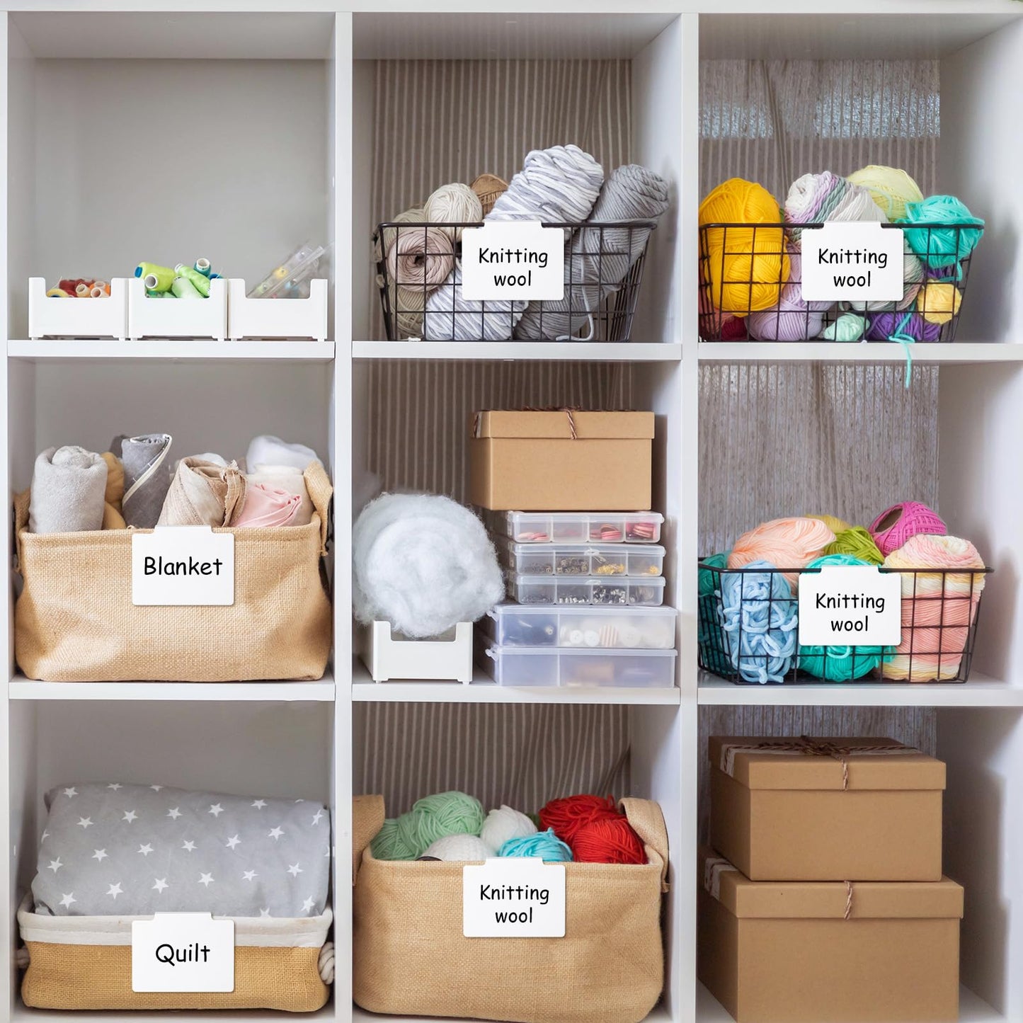 Chinco 80 Pcs Basket Label Clips Set Include 76 Removable Kitchen Clip Label Holder PVC Storage Bin with 4 Chalk Markers for Basket Kitchen Pantry Organization (White Clip, Black Pen)