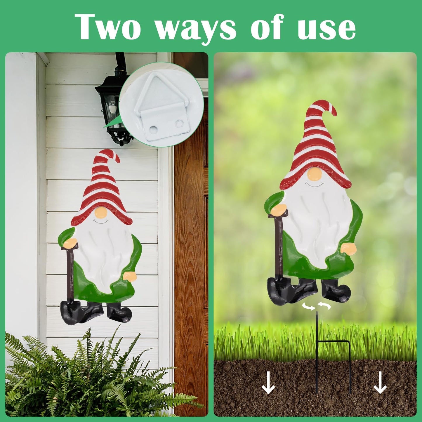 Voumsil Metal Yard Signs Decor for Rust Prevention, Yard Stakes with Gnomes for Outside Garden Yard Lawn Porch Holiday Party(Red)