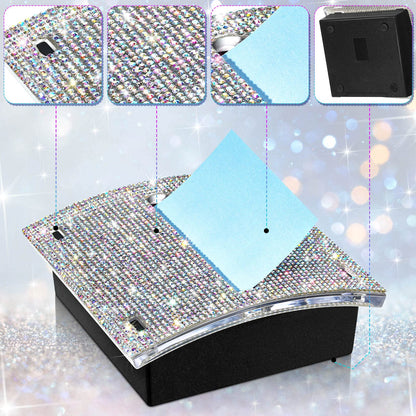 Eersida Rhinestone Self Stick Note Pad Holders 4 x 4 Inches AB Color Cute Note Holder Sticky Dispenser Bling Memo Stick Dispenser for Office Employee Coworkers Gifts Home Desk Supplies