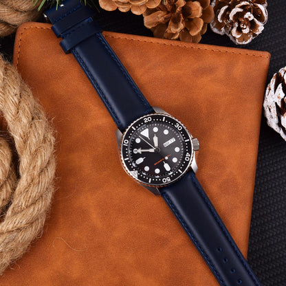 Ritche Quick Release Leather Watch Band 18mm 20mm 21mm 22mm 23mm 24mm for Samsung Galaxy Watch 6 Band Classic 43mm 47mm 40mm 44mm Leather Watch Strap, Dark Blue & Silver, 20mm, Classic