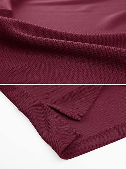 MAGCOMSEN Polo Shirts for Men Golf Shirts Quick Dry Collared Short-Sleeve Work Polo Performance Shirt Wine Red L