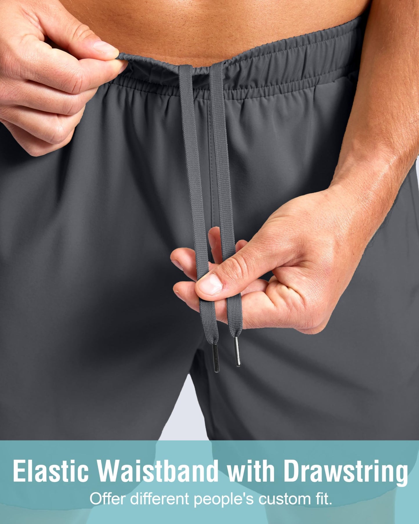G Gradual Men's Athletic Running Shorts with Zipper Pockets Quick Dry 7"/ 5"/ 9" Workout Gym Shorts for Basketball Hiking(Dark Grey,5XL)