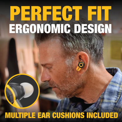 DEWALT Heavy Duty Bluetooth Jobsite Pro X2 ANC True Wireless Earbuds, Active Noise Cancelling Work Earbuds, Turn Dial Controls, 10Hr Runtime (40+ w/Case), 4 EQ Modes, IP54
