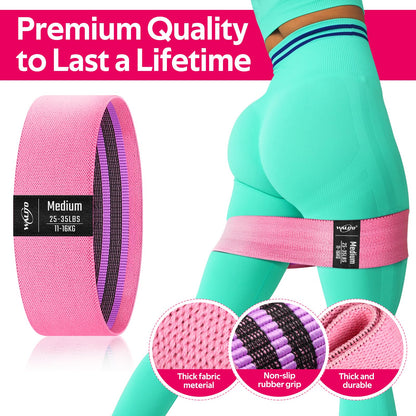 WALITO Resistance Bands for Working Out, Fabric Exercise Bands for Legs and Butt, Workout Bands for Women and Men, Booty Band for Yoga Starter Set, Pilates, Rehab, Fitness and Home Workout