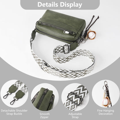 TANTOMI Crossbody Bags for Women, Vegan Leather Crossbody Purses for Women, Triple Zip Cell Phone Shoulder Bag Handbags with Adjustable Wide Strap