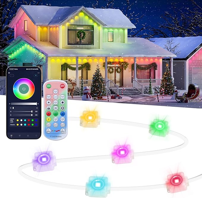 Permanent Outdoor Lights for House, 100ft Smart RGB&IC LED Eaves Light, Daily and Accent Lighting, 212 Scene Modes, Alexa & Google Assistant Compatible, Daily Party Halloween Christmas Decor