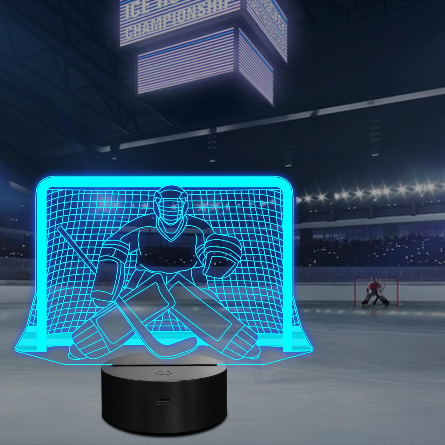 CoolGift Mart Ice Hockey Night Light, 3D LED Optical Illusion Lamp with Remote Control and Timer, Perfect Christmas and Birthday Gift Idea for Boys, Kids, and Teen