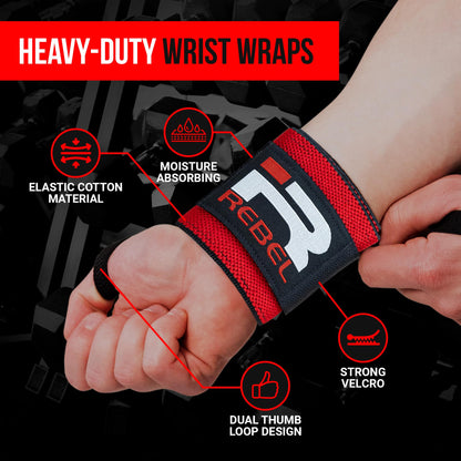 Iron Rebel Wrist Wraps - Flexible wrist support for weightlifting Straps for Men & Women - Comfortable & Durable Wrist Wraps for Everyday Lifting (Pair)