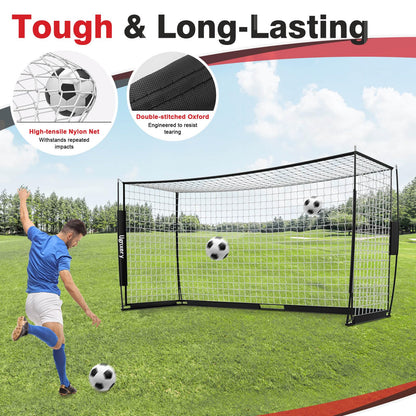 Portable Soccer Goal, Detachable 12x6 FT Soccer Goals Net for Backyard, Quick Setup Training Equipment with 1 Carry Bag, 12 Training Cones (Black)