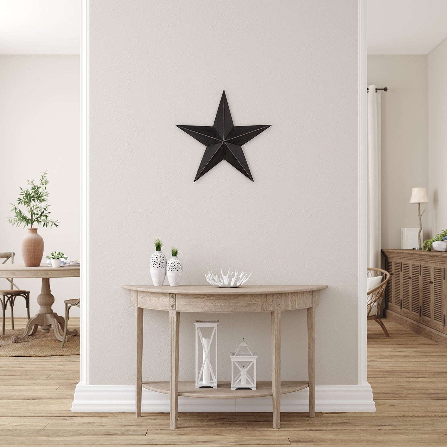 The Hearthside Collection CWI Gifts Metal Barn Star - 12" Galvanized Hanging Star - Farmhouse Wall Decor - Black - 1, 12 X 12 X 2