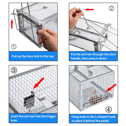 Gingbau 2-Pack Rat Traps Humane Live Chipmunk Mouse Trap Cages for Indoor and Outdoor Use