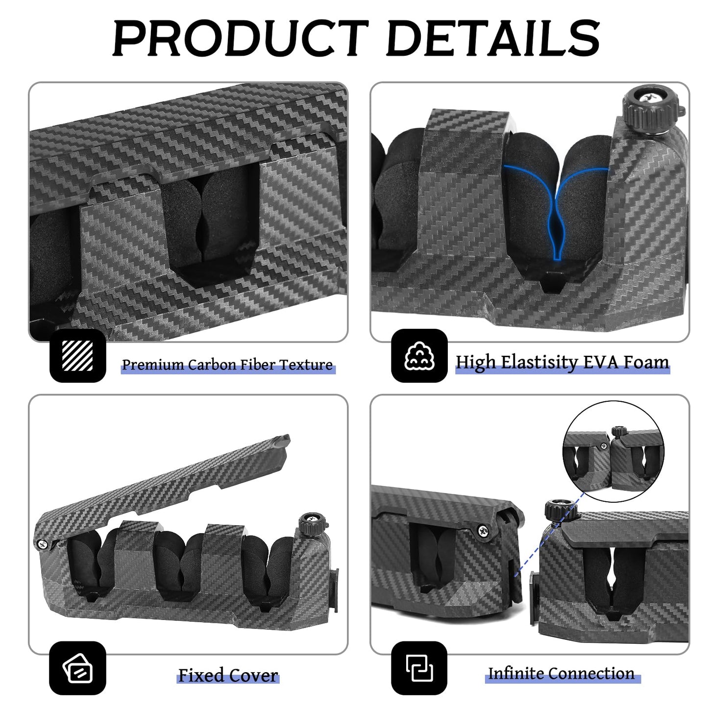 Ruppence 4-Pack Fishing Rod Holder for Garage, Wall Mounted Fishing Pole Holders with EVA Foam, Vertical Fishing Rod Rack Storage for Boats, Garage, Wall, Ceiling