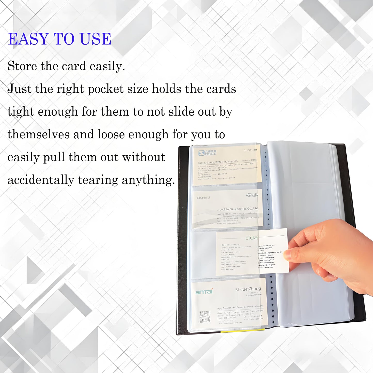 Business Card Holder Book, Holds Up to 400 Cards, Large Capacity Business Card Organizer with Clear Fixed Pages, Professional Card Holder Binder for Office, Desk & Travel