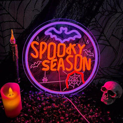 Spooky Season Neon Sign, LED Halloween Neon Light for Décor, Halloween Parties, Gift,USB Powered, Dimmable