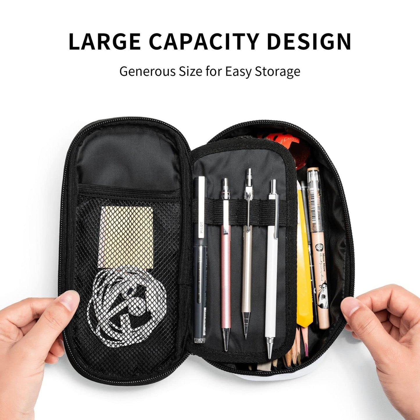 SNAPMADE Soccer Ball Pencil Box Sports Pencil Case for Boys Men, Large Capacity Durable Blue Black Pencil Pouch Storage Pen Bag Stationary Case with Double Zippers