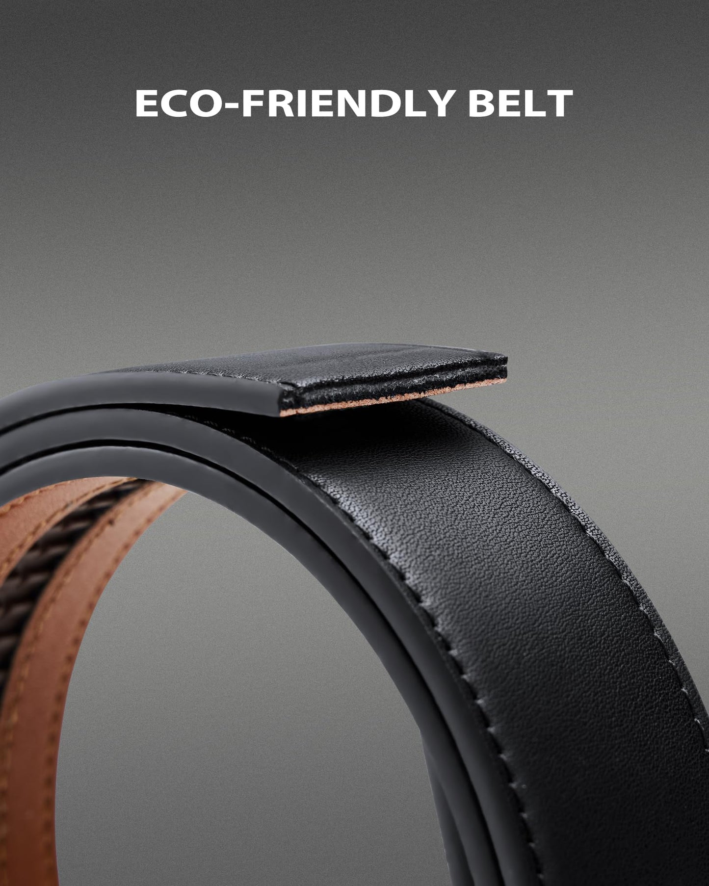 VANNANBA Men's Ratchet Belt Click Leather Adjustable Belts 1 3/8" with Alloy Automatic Buckle Gift Box for Casual Dress Pants, Cut for Fit