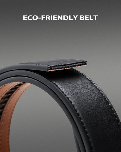 VANNANBA Men's Ratchet Belt Click Leather Adjustable Belts 1 3/8" with Alloy Automatic Buckle Gift Box for Casual Dress Pants, Cut for Fit