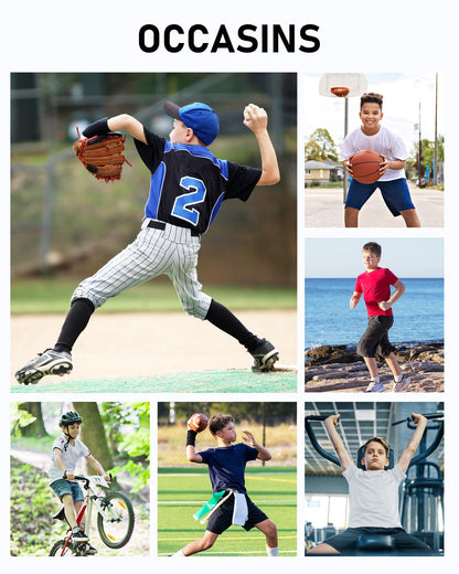 Blueleaf 3 Pack Boys Compression Shirt Short Sleeve Youth Basketball Football Undershirt Kids Quick Dry Athletic Base Layer T-Shirt Black+White+Navy Blue L