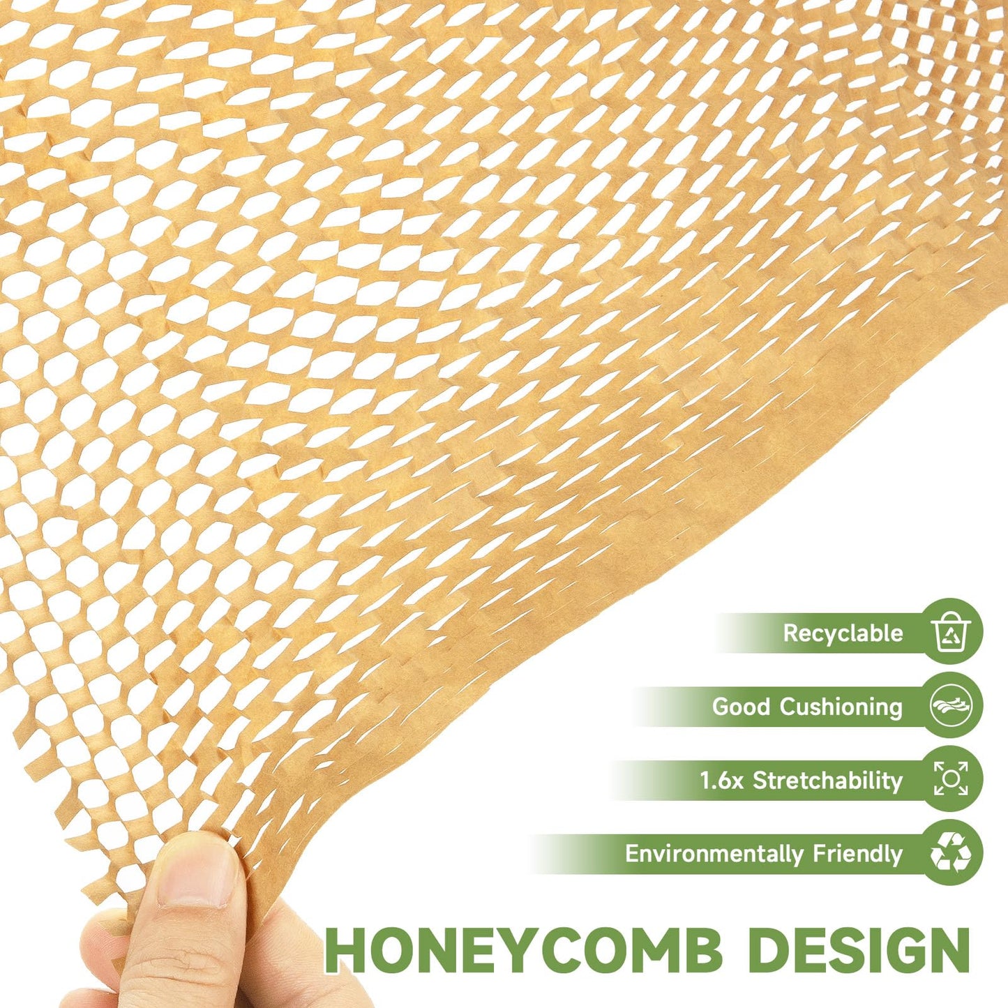 NAPALOOK Honeycomb Packing Paper Wrap 15''x328', Substitute Alternative for Bubble Cushioning Wrap for Moving Shipping Packaging, Recyclable Moving Supplies with 48 Fragile Sticker Labels