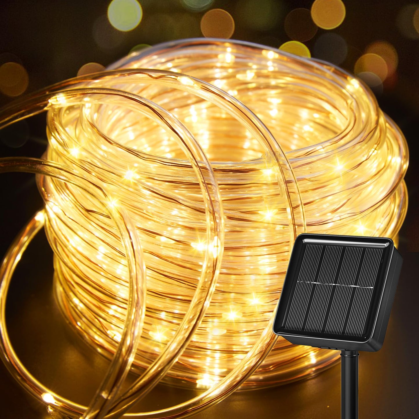 Brightown Solar Rope Lights, 39FT 100LED Outdoor Solar String Lights, IP65 Waterproof Solar Powered Fairy Lights with 8 Lighting Modes for Party Garden Patio Pool Backyard Tree Decoration, Warm White