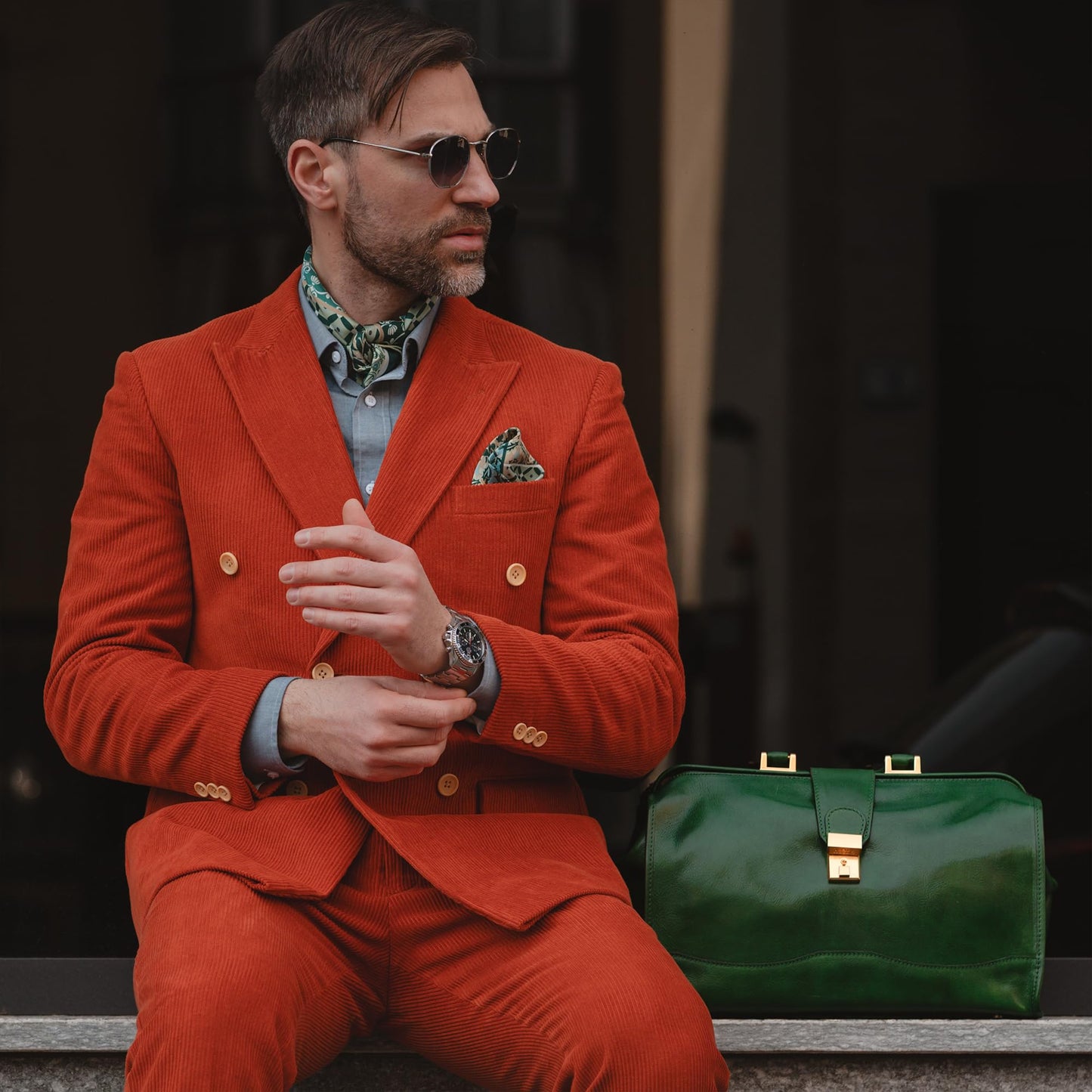 Time Resistance Leather Doctor Briefcase - Italian Handmade Medical Bag - Vintage Style Briefcase for Men and Women -Top Handle Gladstone Bag (Green)